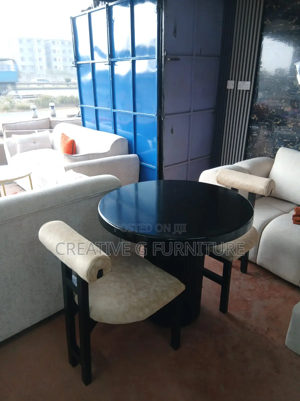 Modern 2‐Seater Round Dining Set