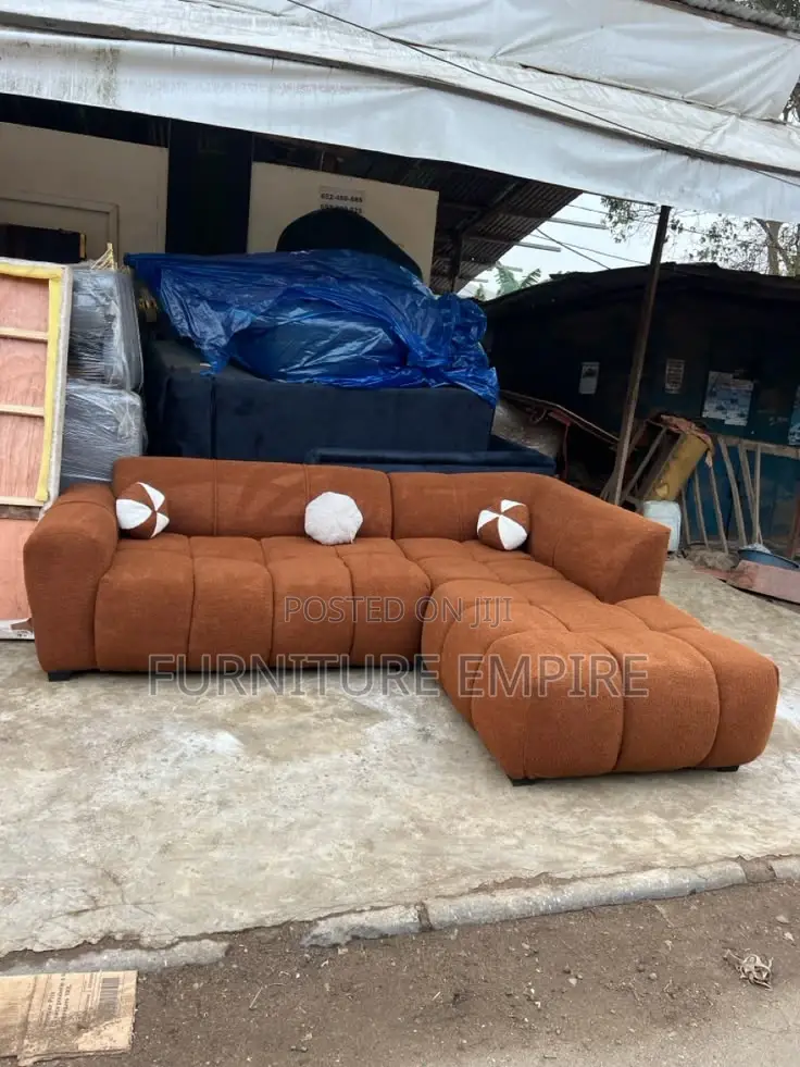 6‐Seater L‐Shaped Burnt Orange Sofa