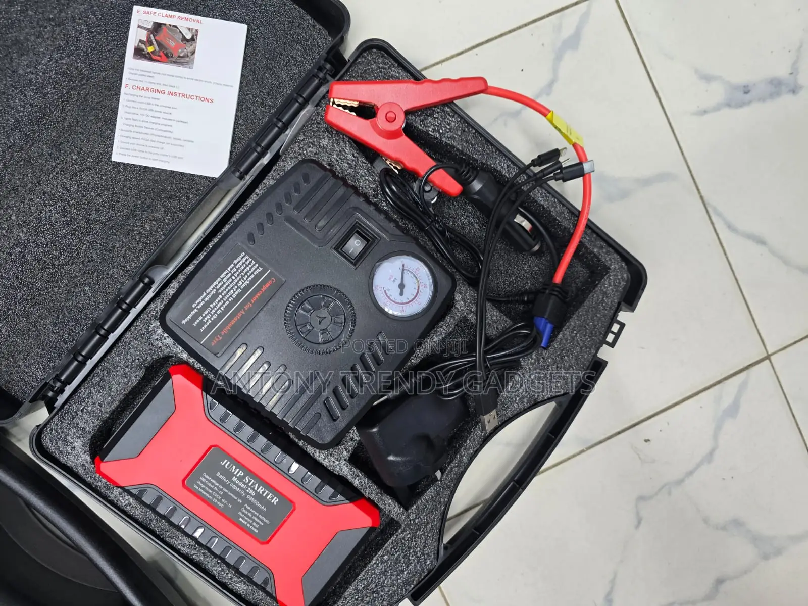 Emergency Car Battery Booster With Tire Inflator Kit