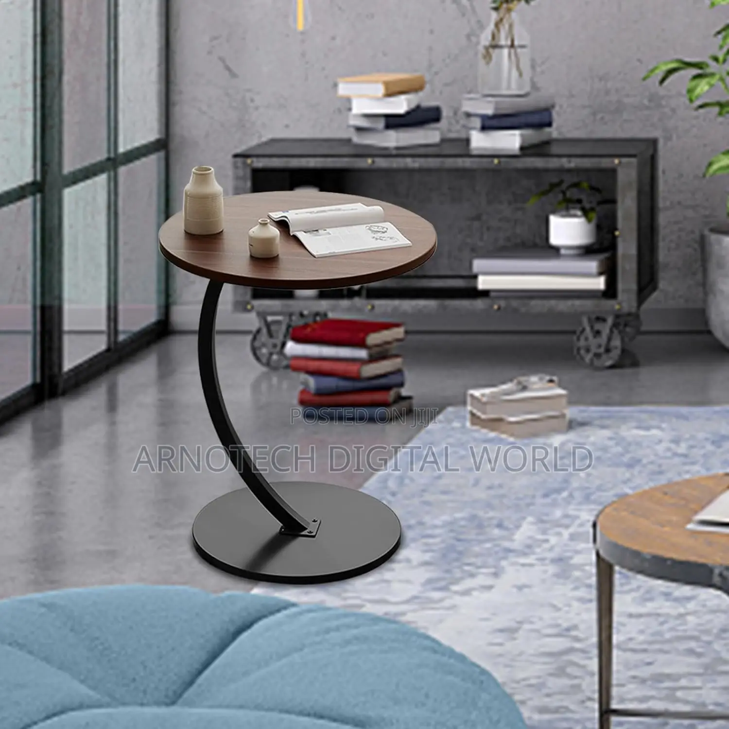 Rustic Wooden Round Coffee Table for Small Spaces