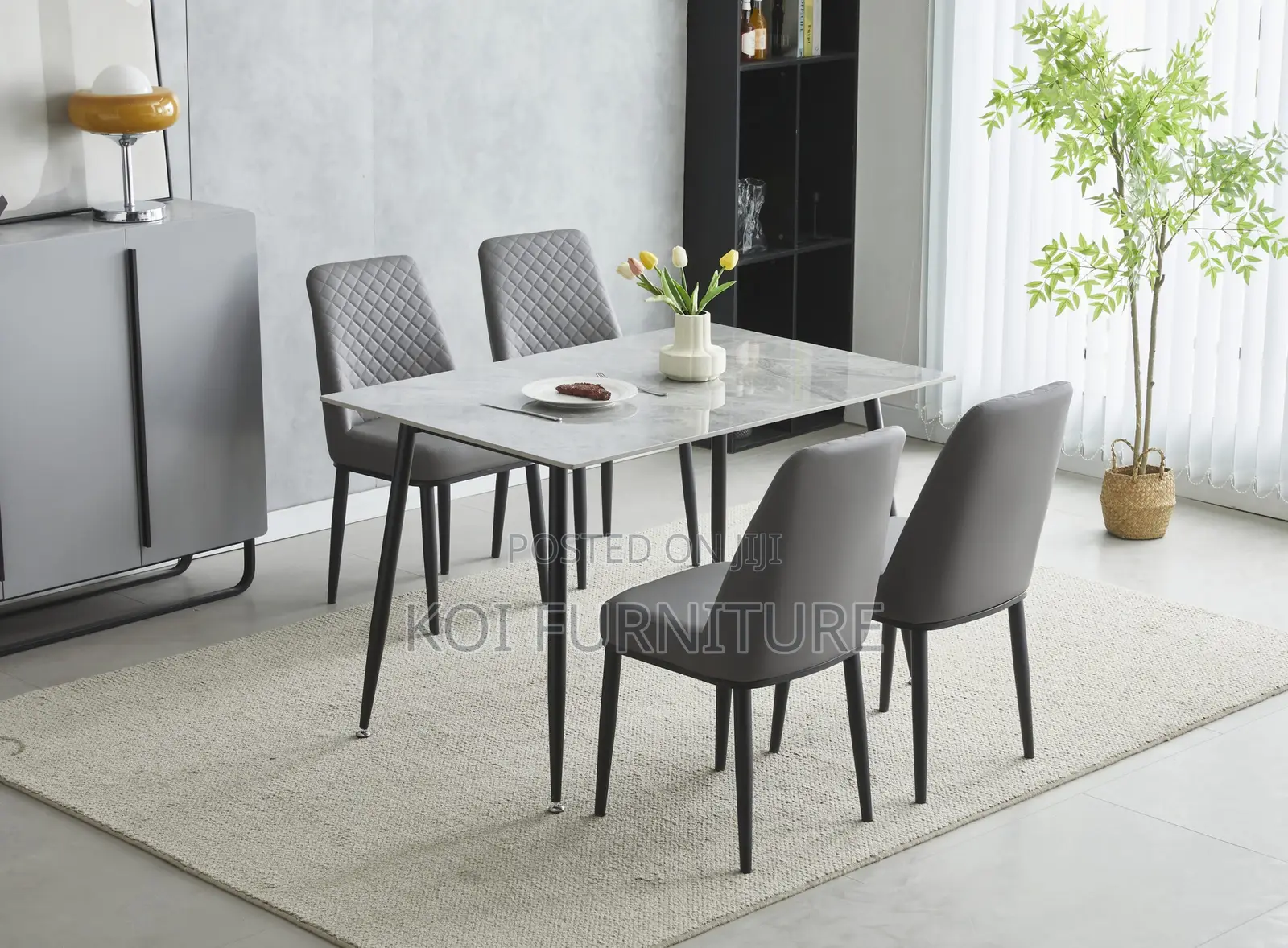 Dining Set; Four Seaters Elegant Style Dining Set