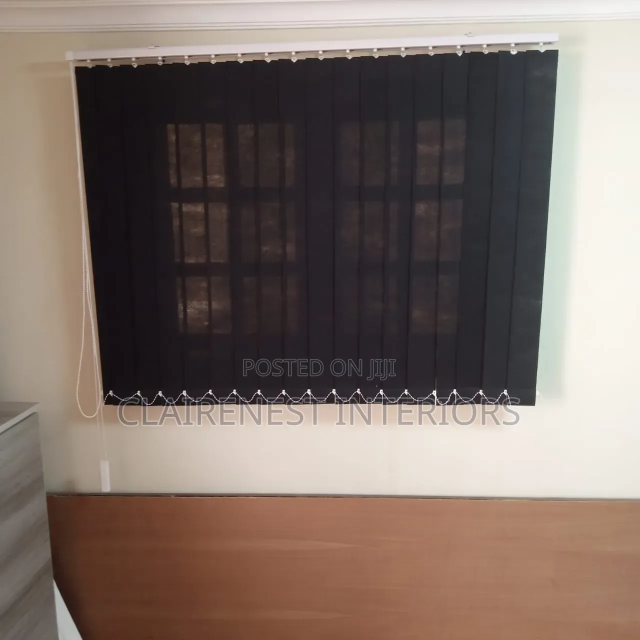 Elegant Chocolate Brown and Blue Vertical Office Window Blinds