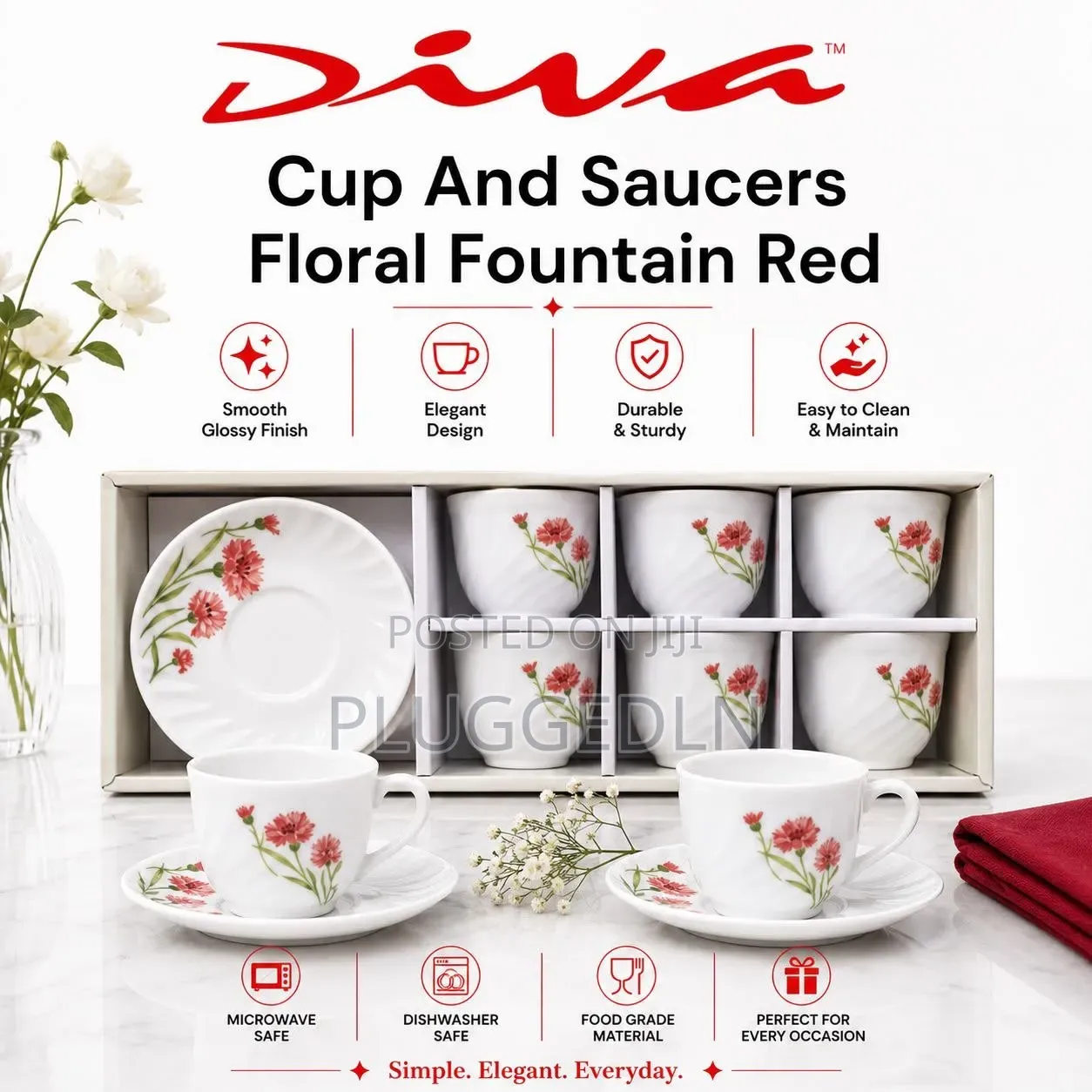 Cup and Saucers 6 Sets Per Box