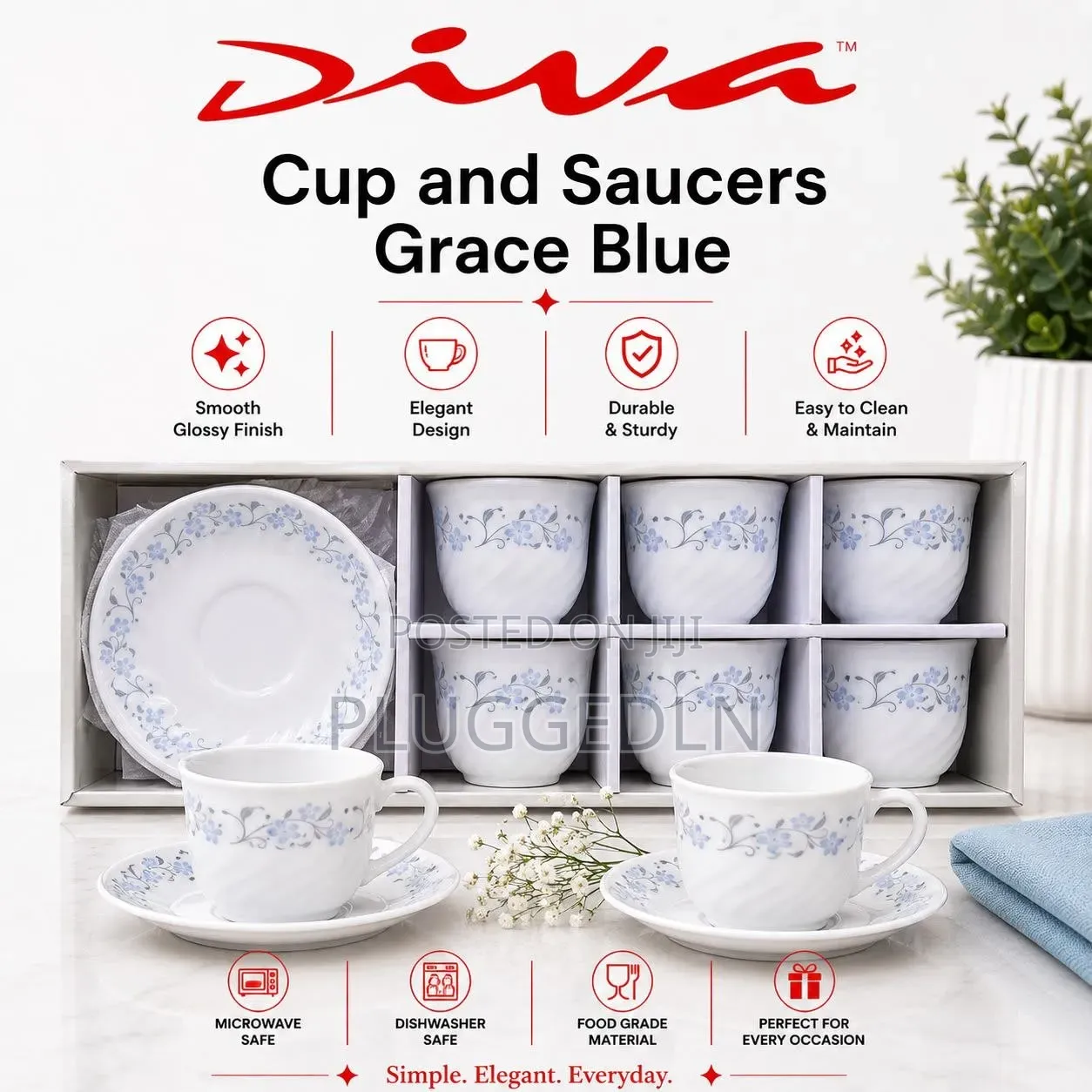 Cup and Saucers 6 Sets Per Box
