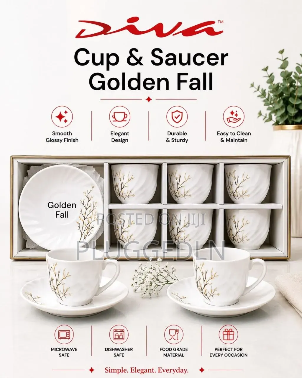 Cup and Saucers 6 Sets Per Box