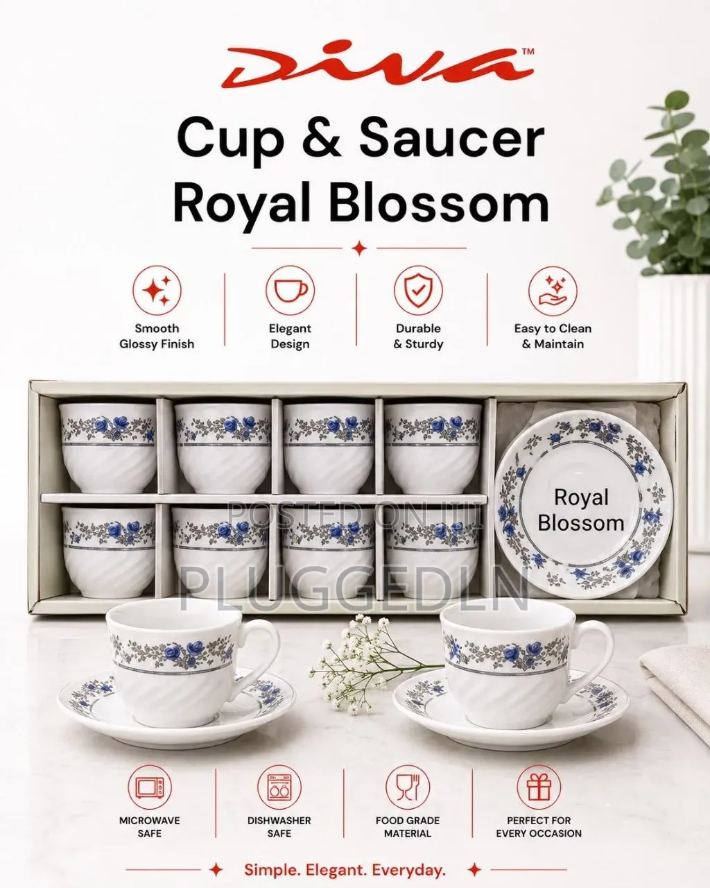 Cup and Saucers 6 Sets Per Box