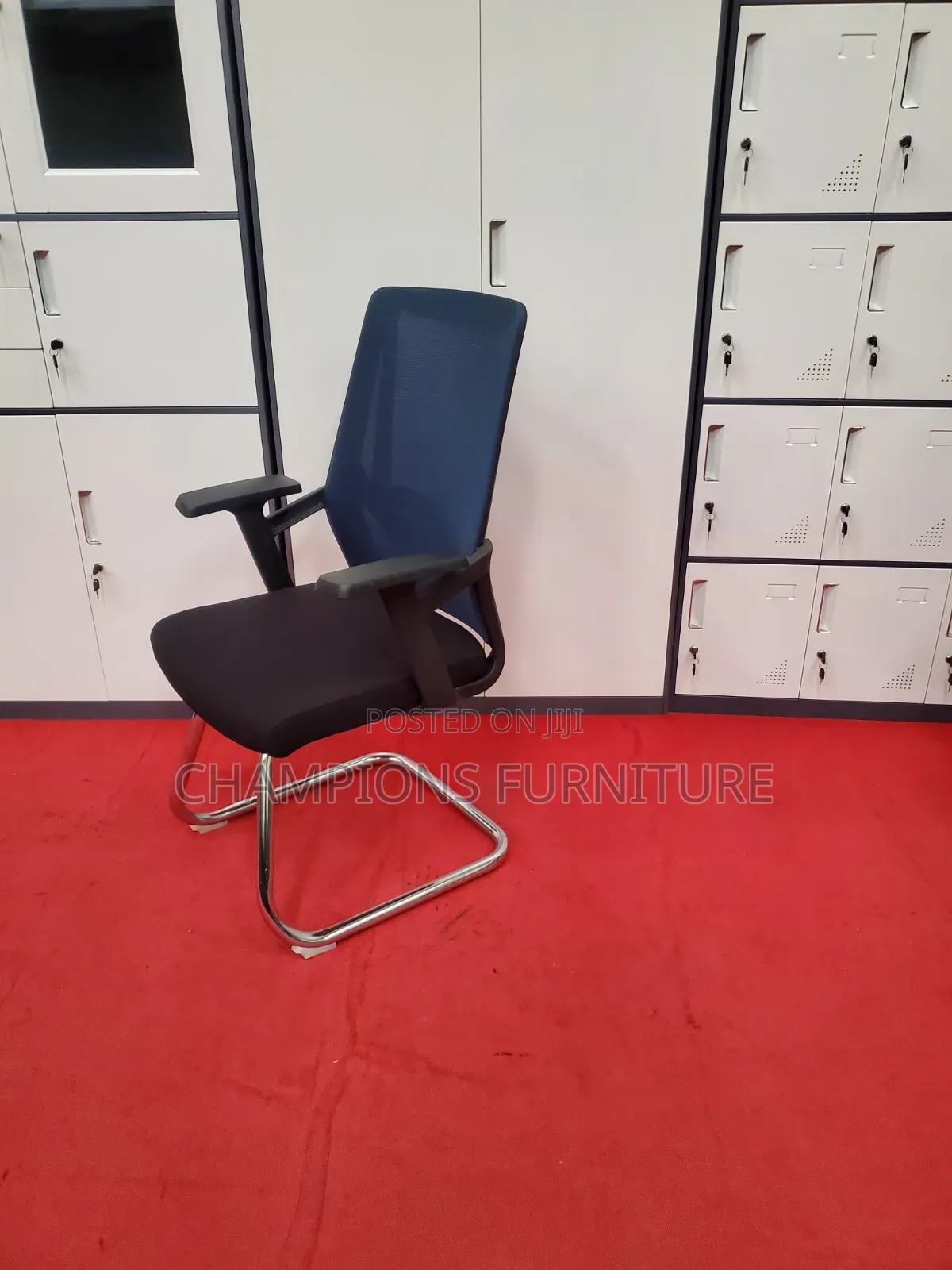 Blue Cantilever Mesh Chair