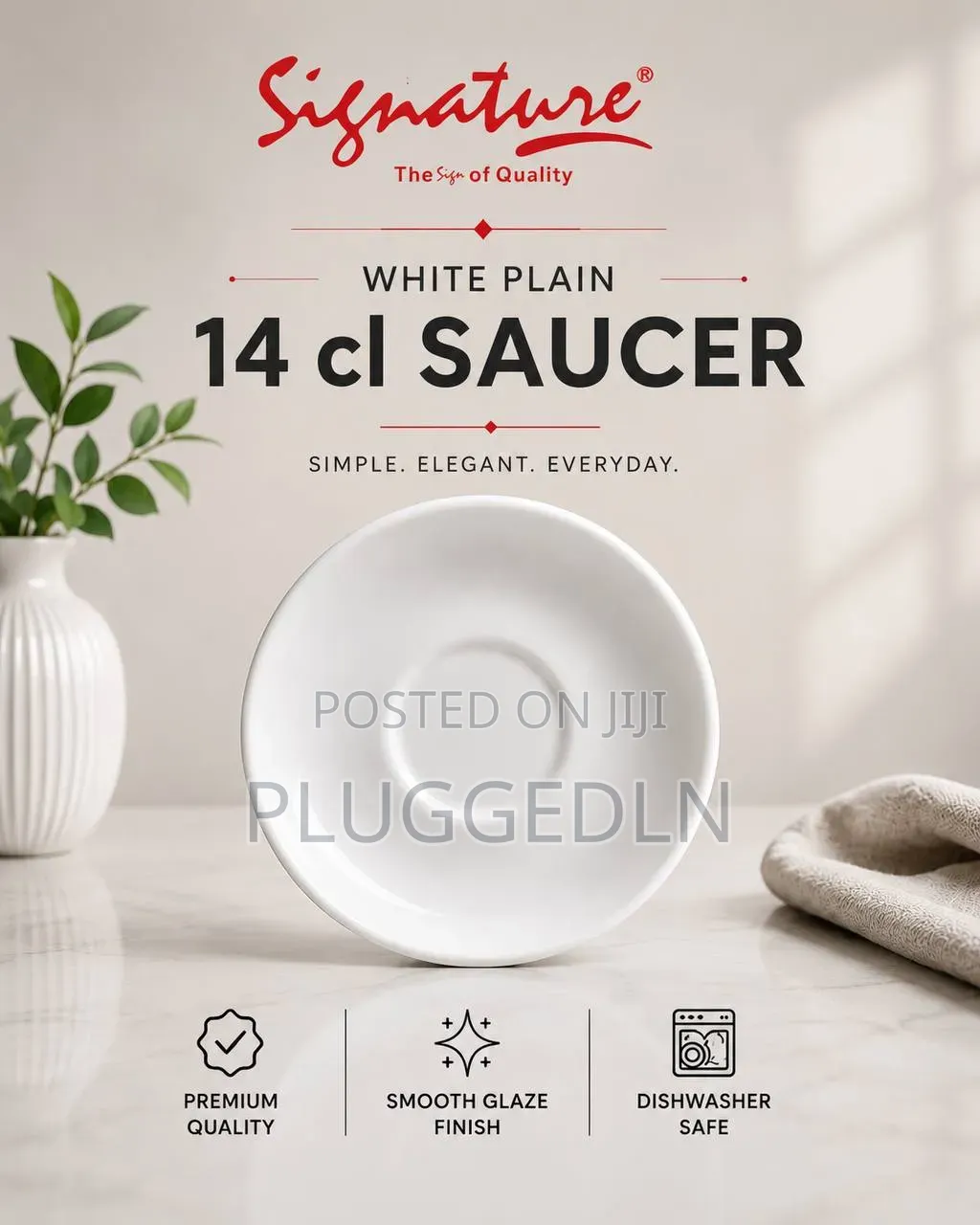 Signature Saucers White Plain 72 PCS Per Box