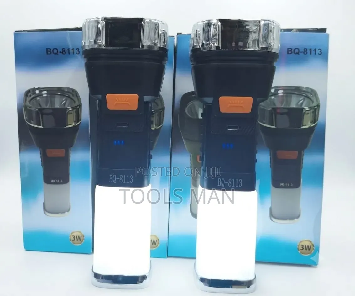 BQ-8113 Rechargeable LED Flashlight Side Lantern - 3W Power.
