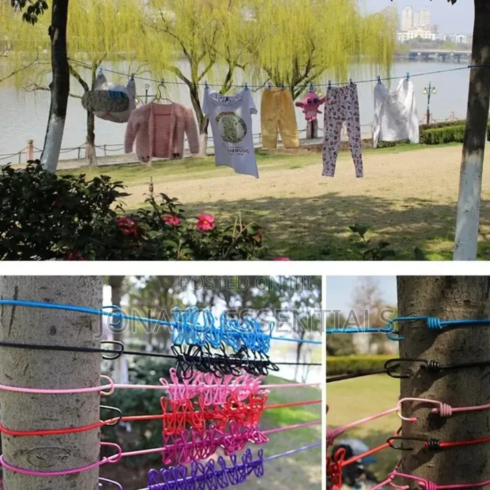 Portable Stretching Clothesline With 12 Pegs