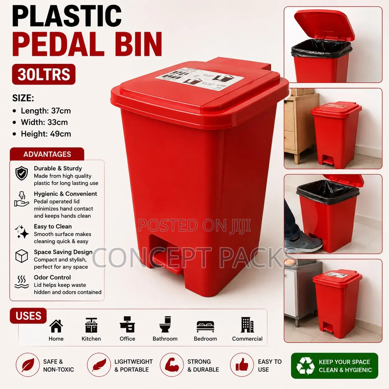 NEL Pedal Bin – 30 Litres (Plain)