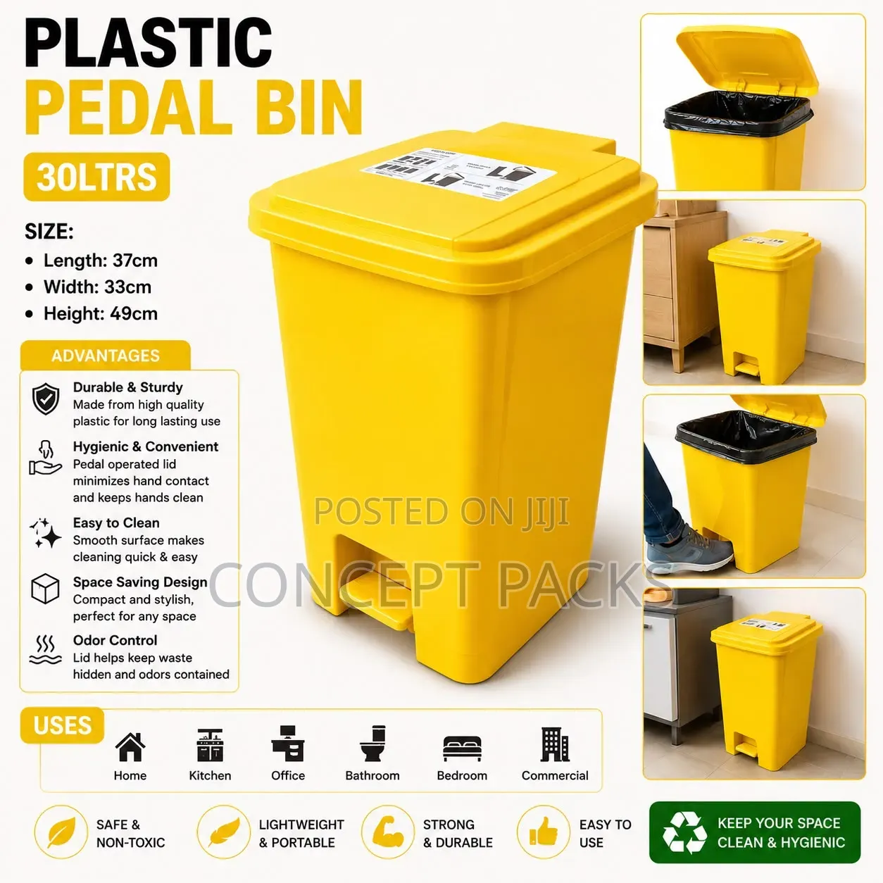 NEL Pedal Bin – 30 Litres (Plain)
