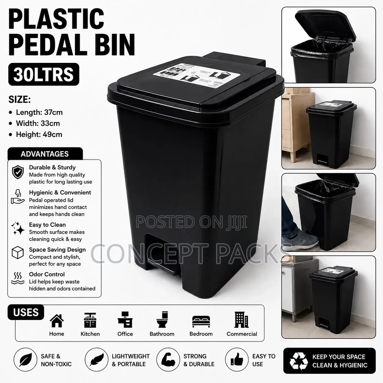 NEL Pedal Bin – 30 Litres (Plain)
