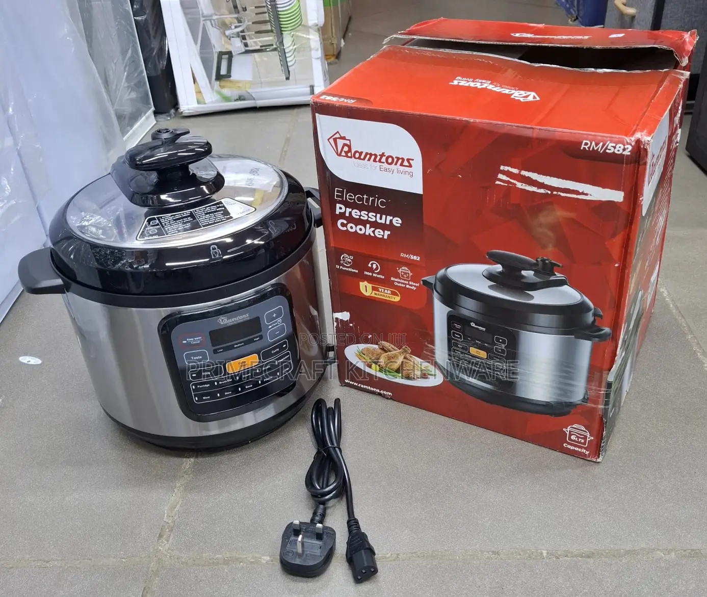 Ramtons 6L Electric Pressure Cooker RM/582 – 12 Preset Menus