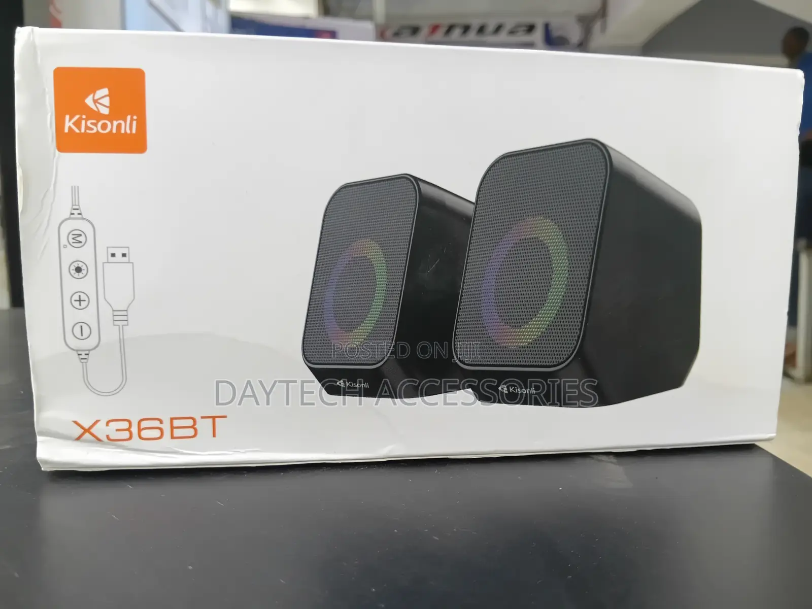 Kisonli X36BT Desktop Speakers USB 2.0 Wired RGB Lighting 3W*2 Power.
