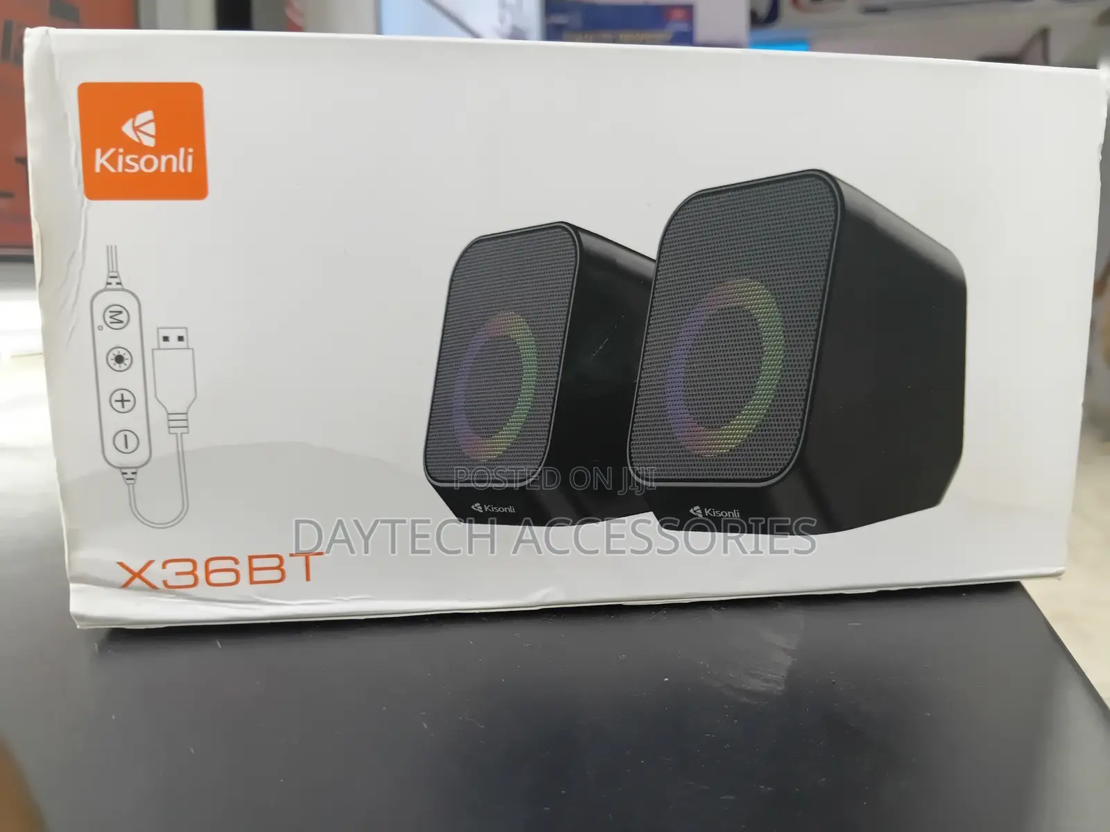 Kisonli X36BT Desktop Speakers USB 2.0 Wired RGB Lighting 3W*2 Power.