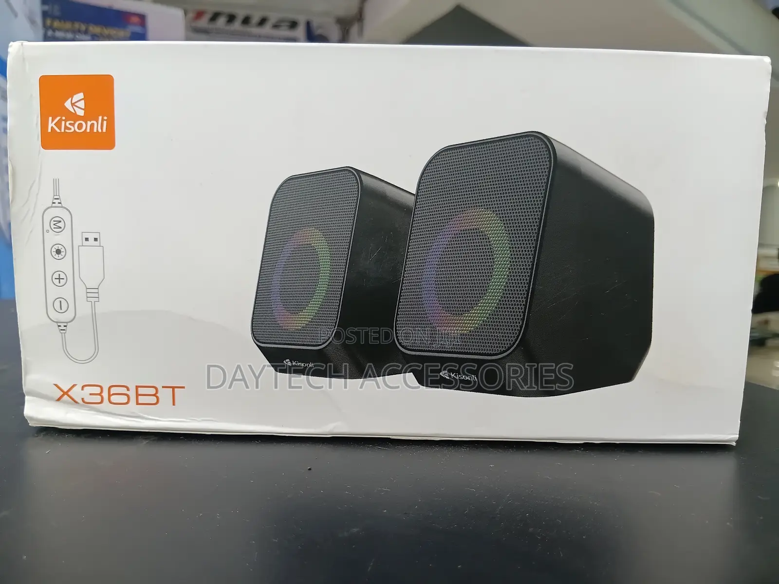 Kisonli X36BT Desktop Speakers USB 2.0 Wired RGB Lighting 3W*2 Power.