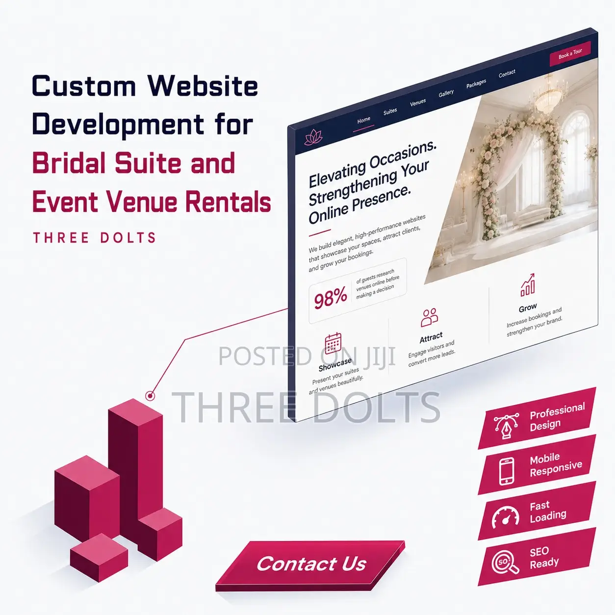 Custom Website Development for Bridal Suite and Event Venue Rentals