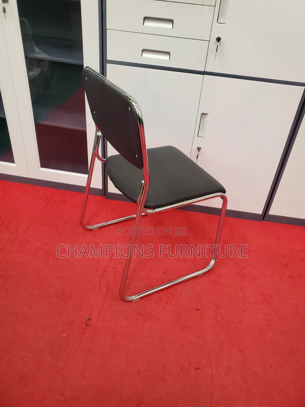 Armless Black Visitors Chair