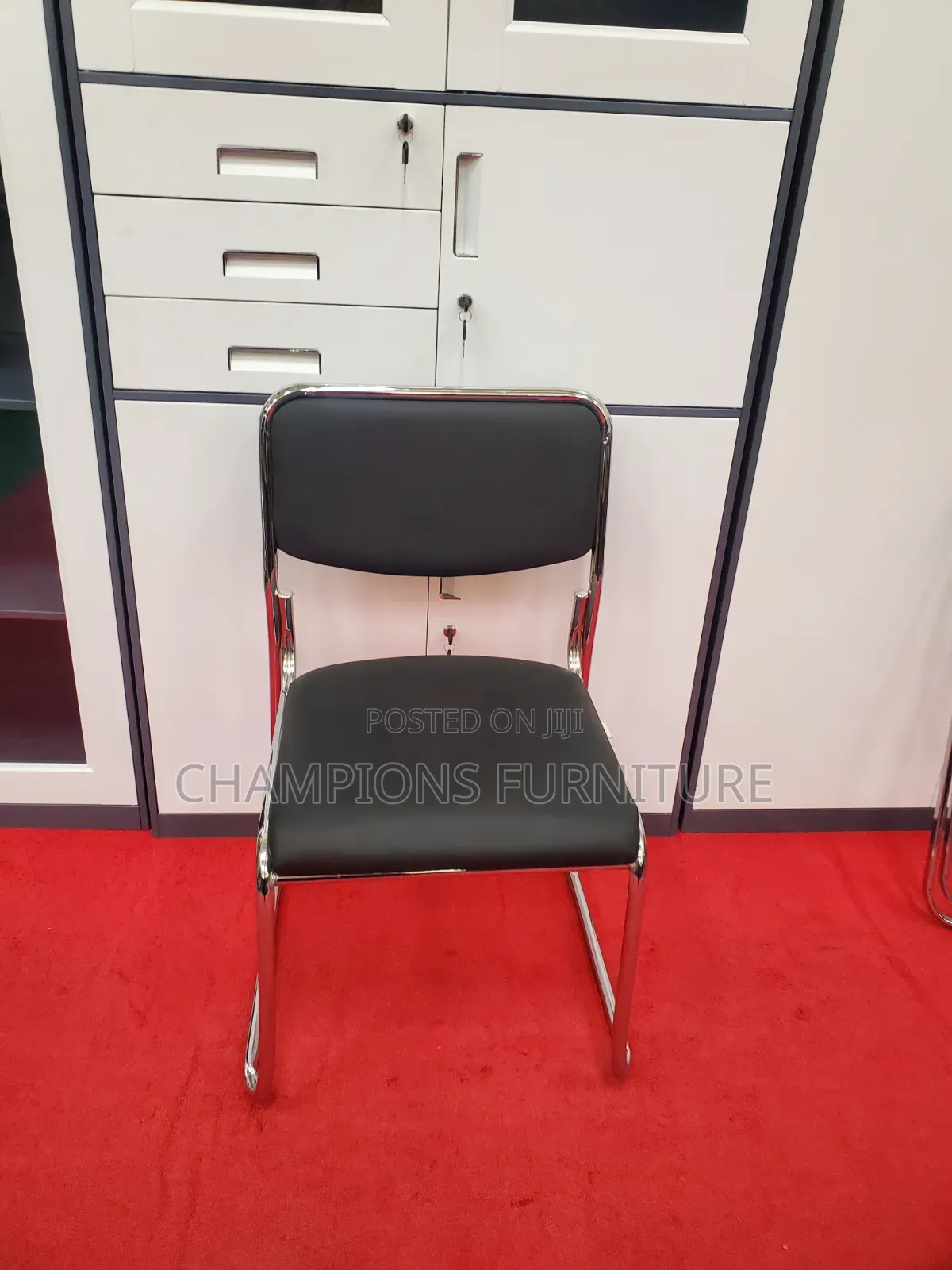 Armless Black Visitors Chair
