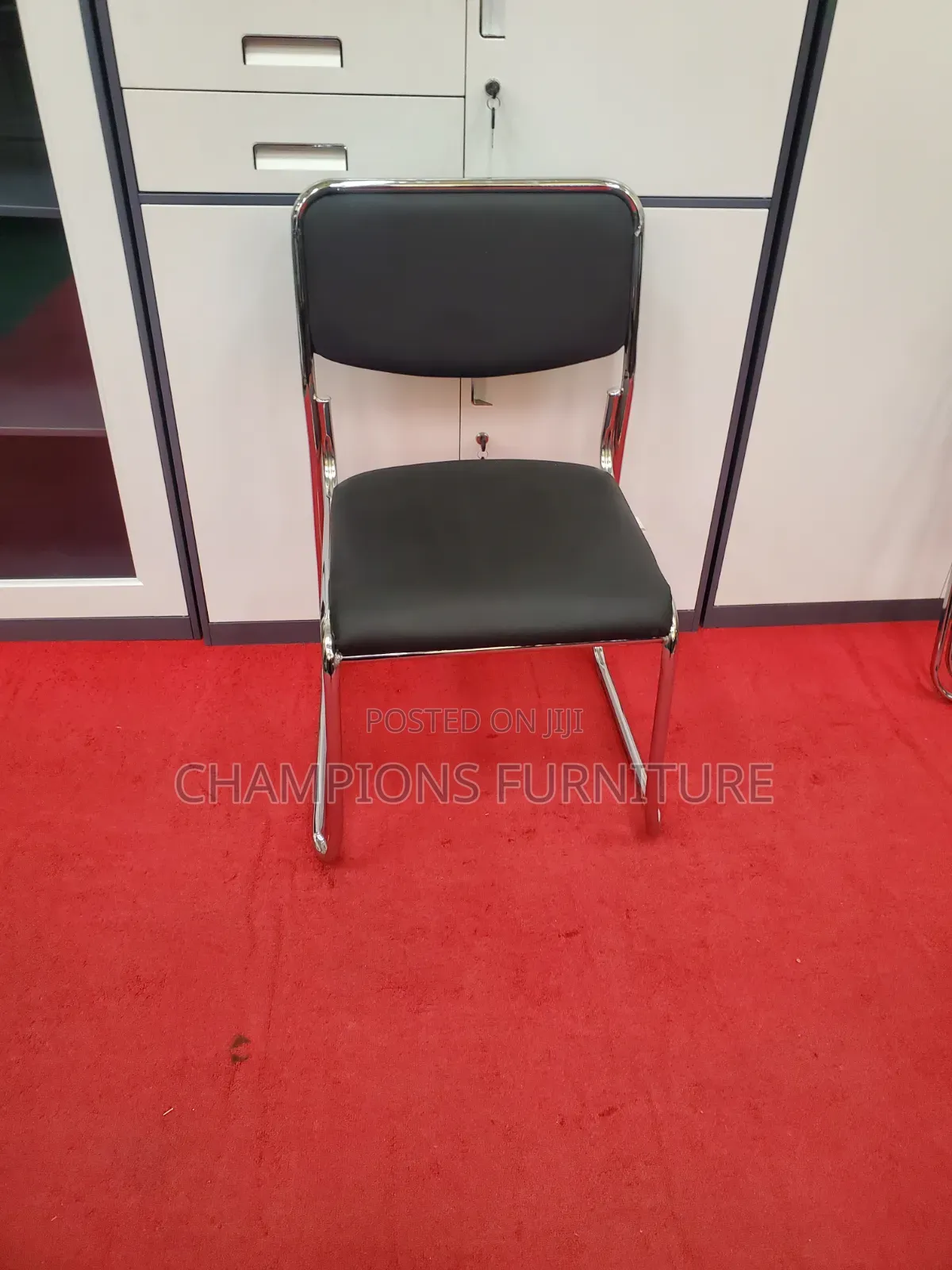 Armless Black Visitors Chair