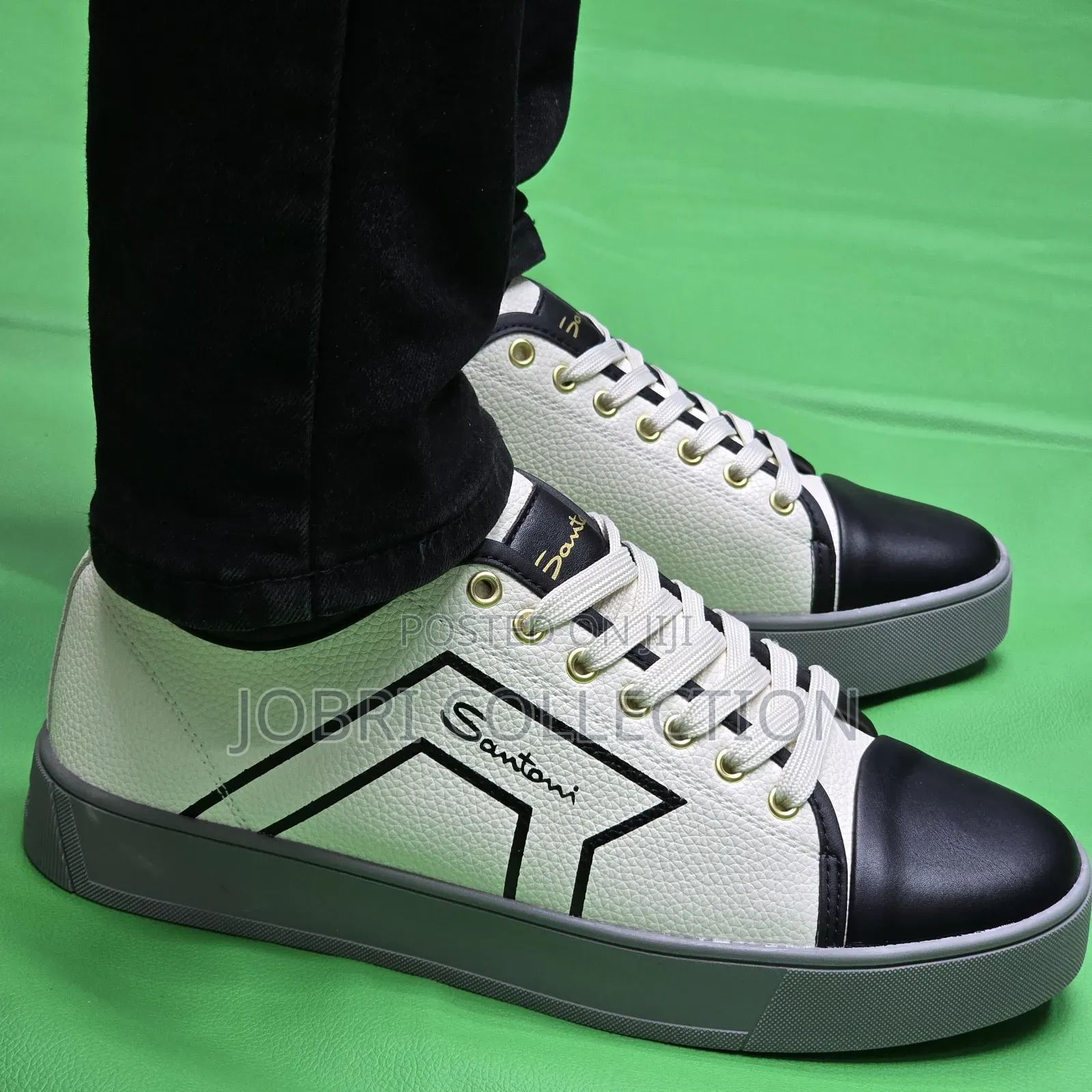 Santoni Mens Leather Casual Sneakers