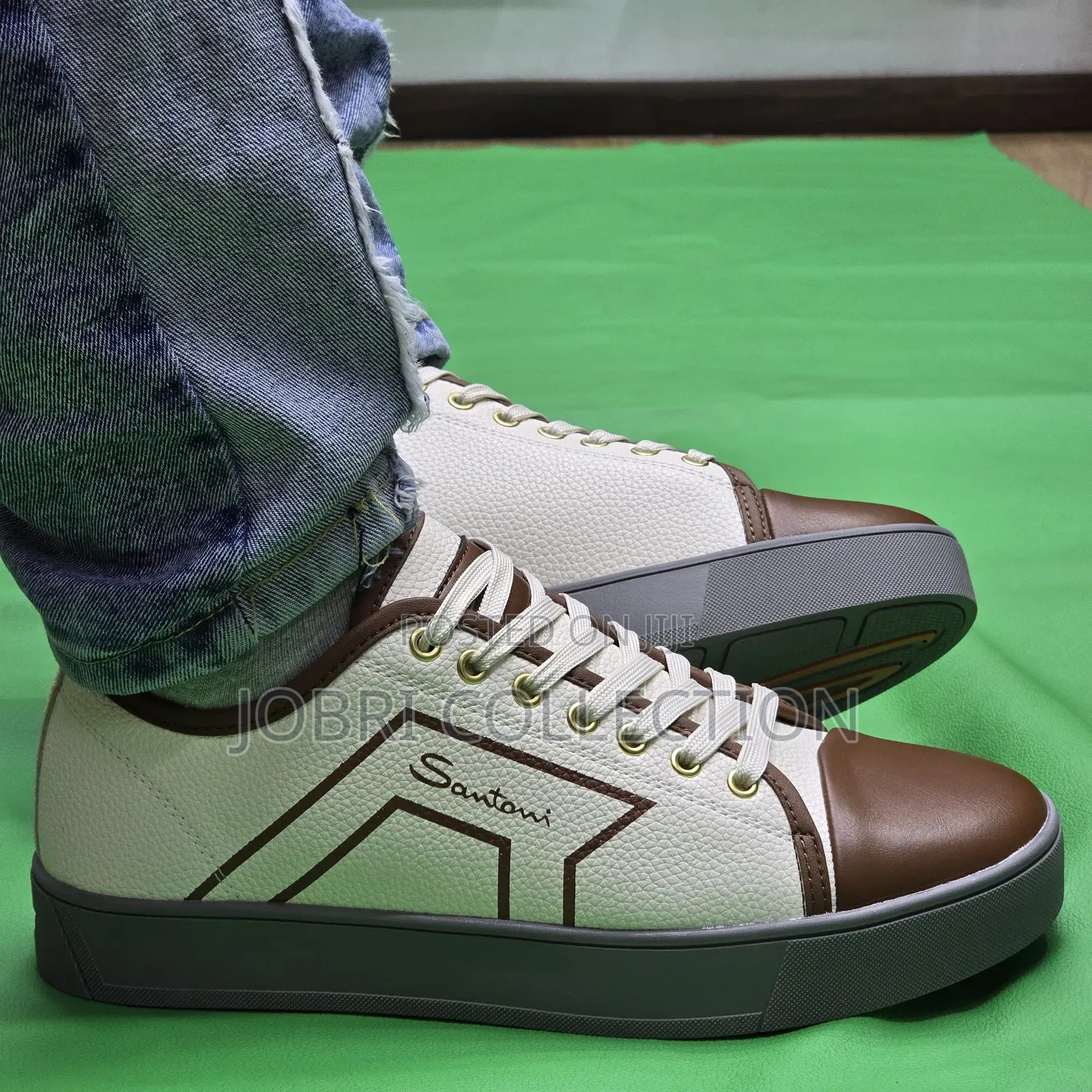 Santoni Mens Leather Casual Sneakers