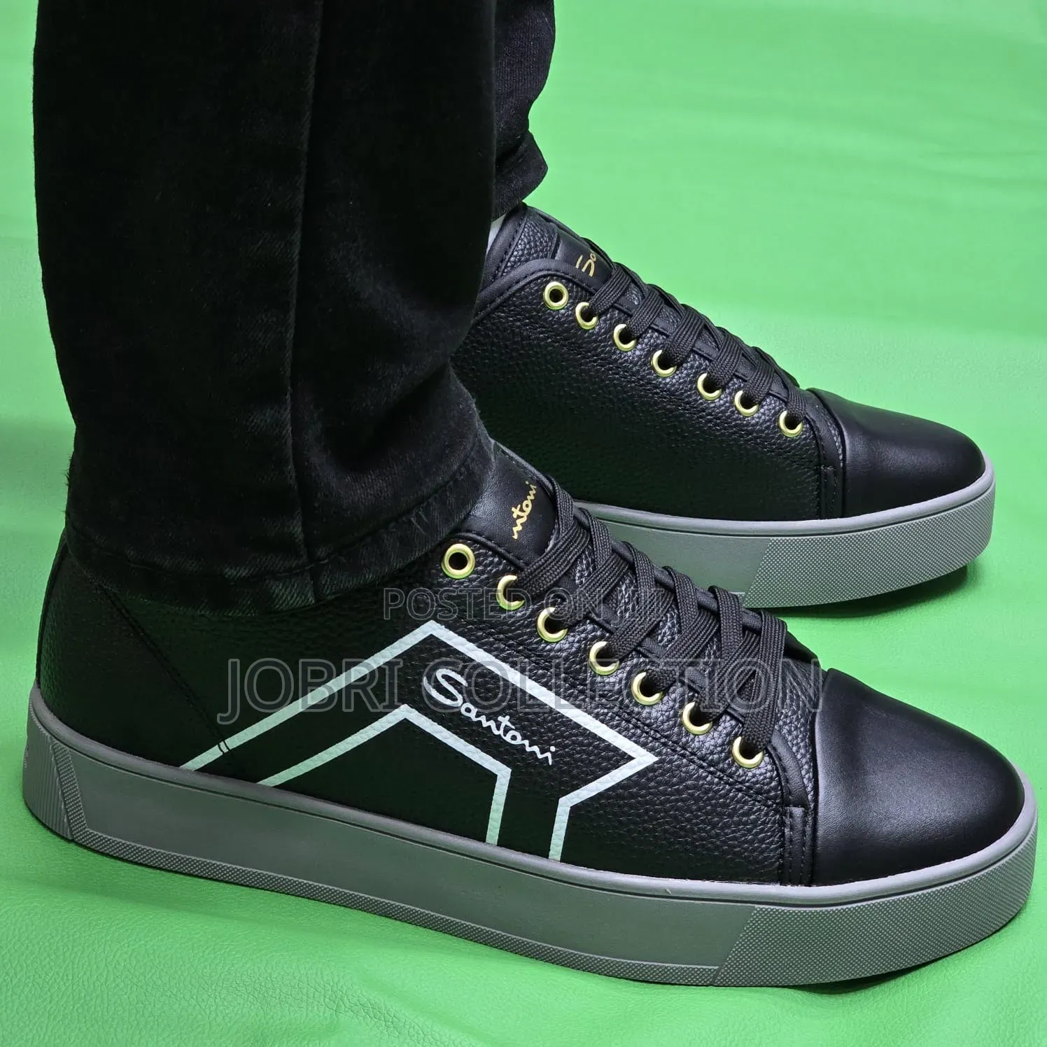Santoni Mens Leather Casual Sneakers