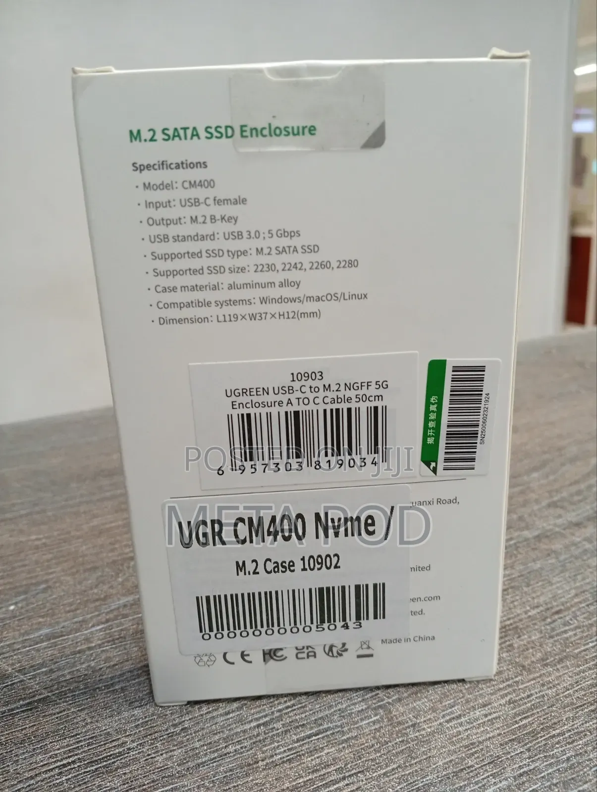 Ugreen M.2 NGFF Sata SSD Enclosure USB C 3.1 Gen 2