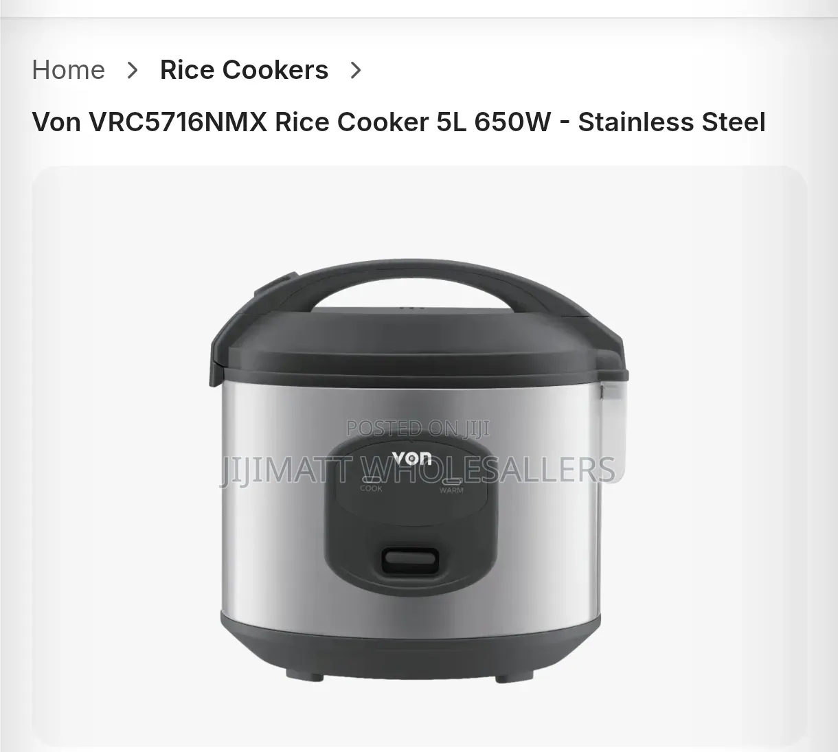 5 Litres Von Electric Rice Cooker