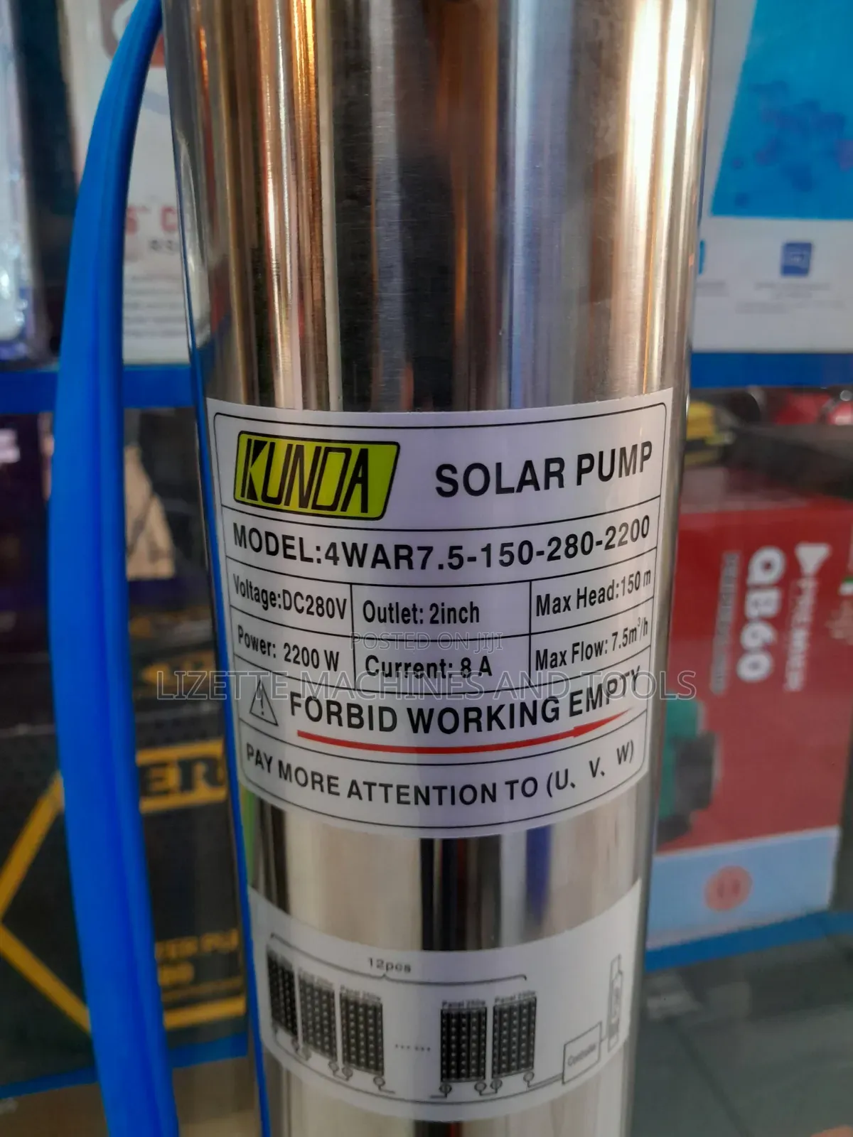 Kunda 2" Solar Submersible Pump, 150m Head, 2200W