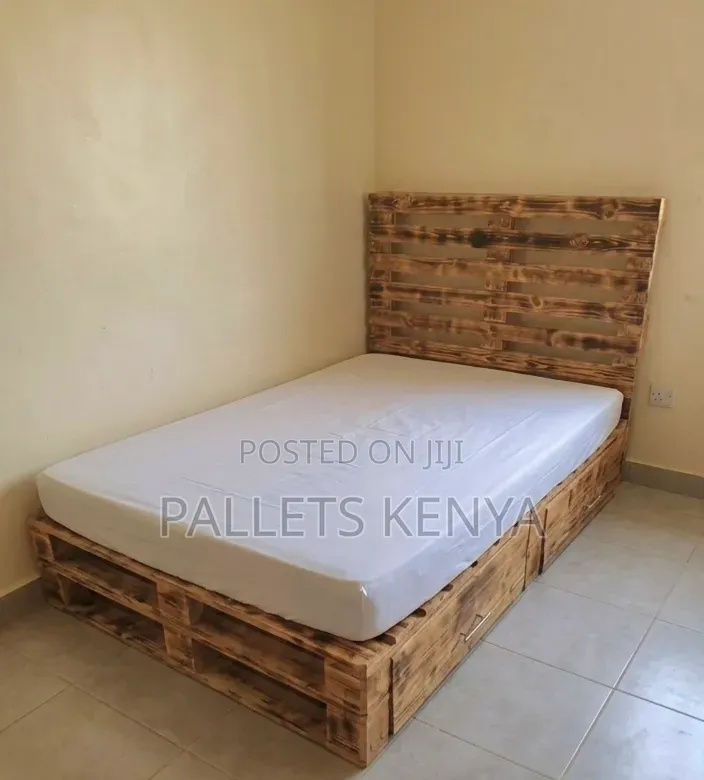 4×6 Pallet Bed With Drawers-Wooden Bed Frame.2c517