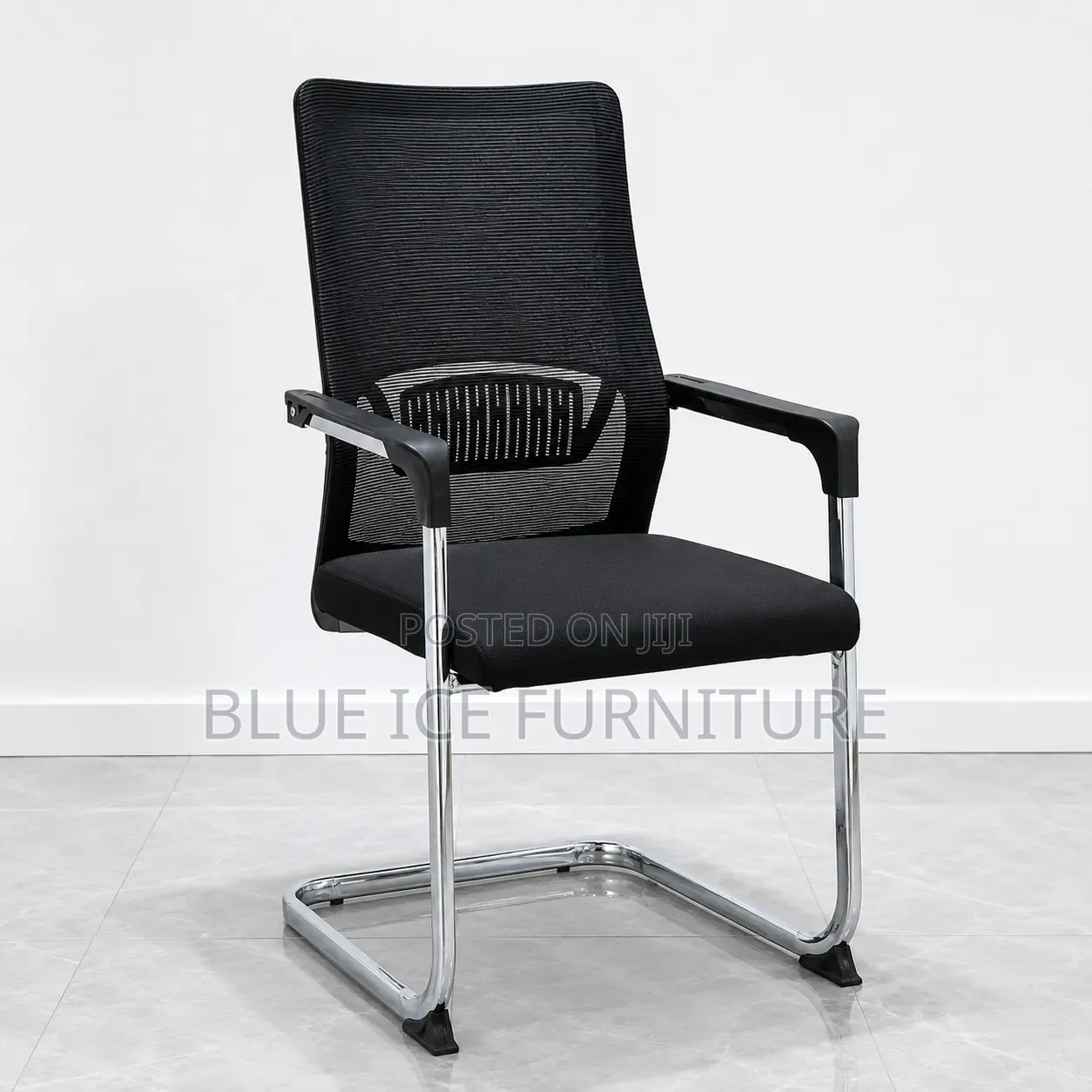 Modern Office Visitors Chairs With Metallic Armrest