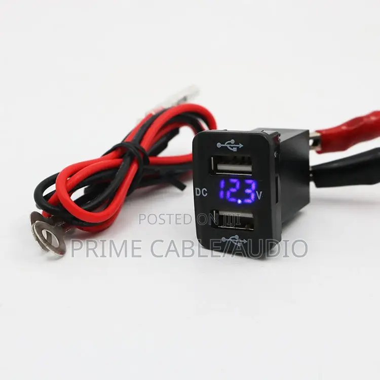 Dual USB Car Charger With LED Voltmeter (12v/24v)