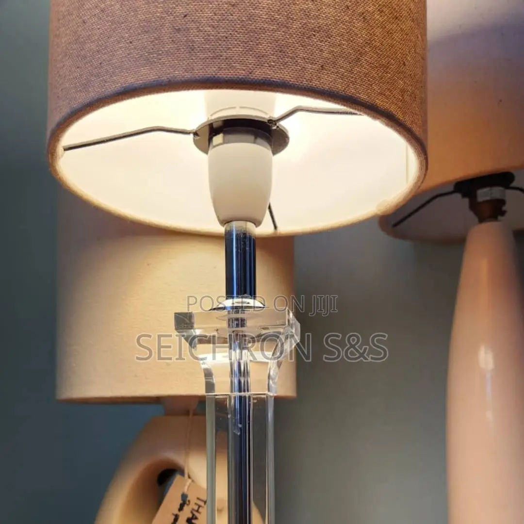 Crystal-Style Table Lamp - European Base, New Canvas Shade