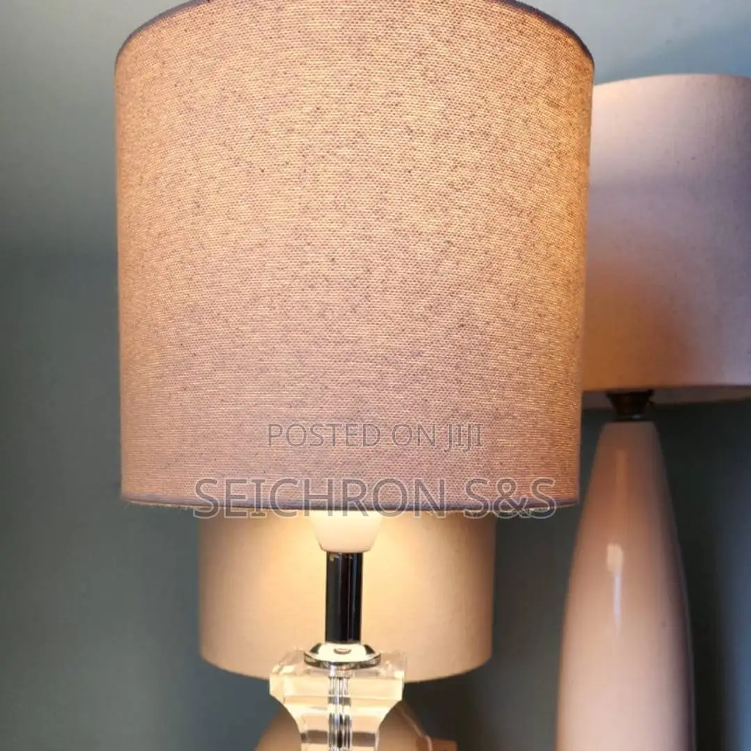Crystal-Style Table Lamp - European Base, New Canvas Shade