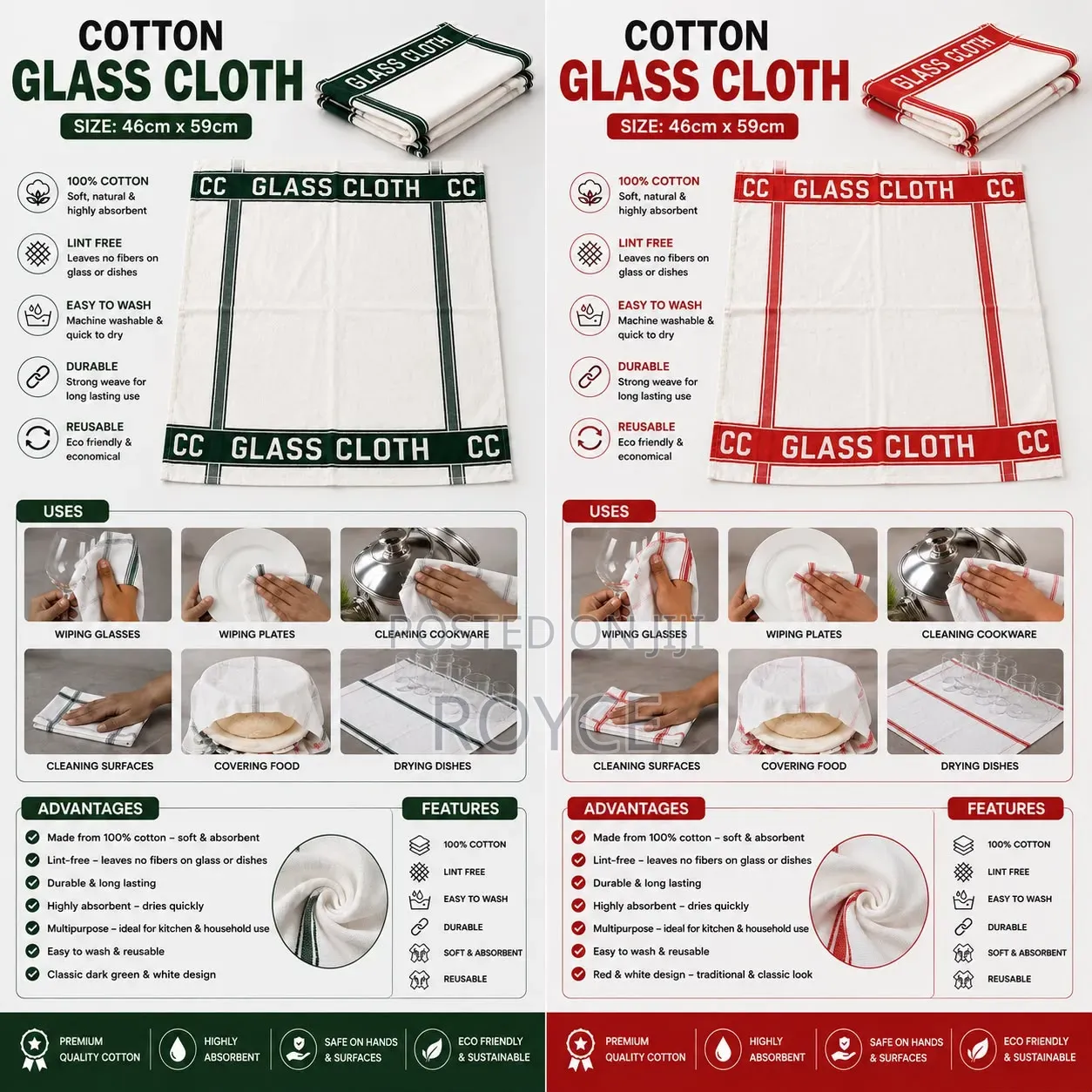 Cotton Glass Cloth -46*59cm.