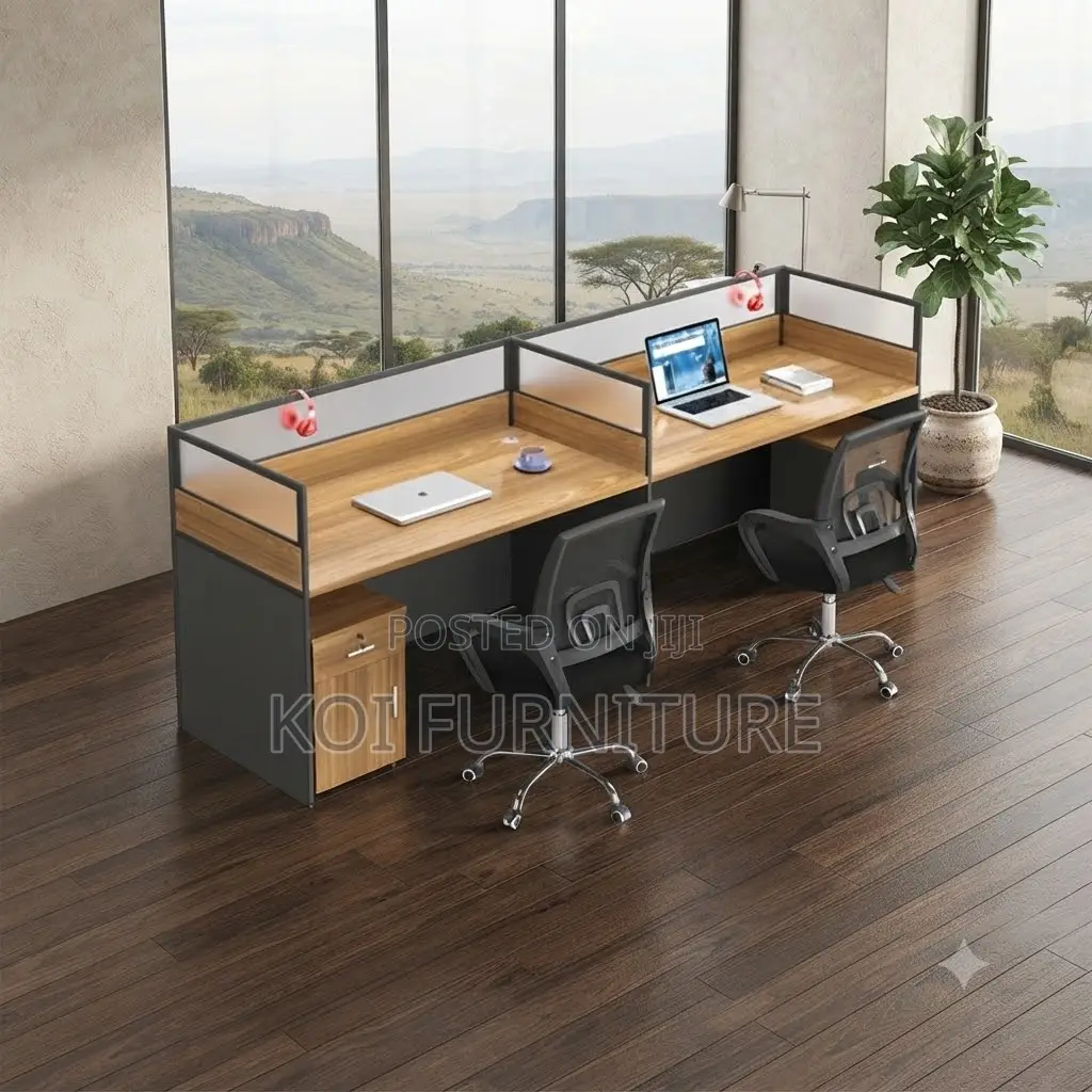 Office Workstation; Two Users Straight Modern Office Workstation