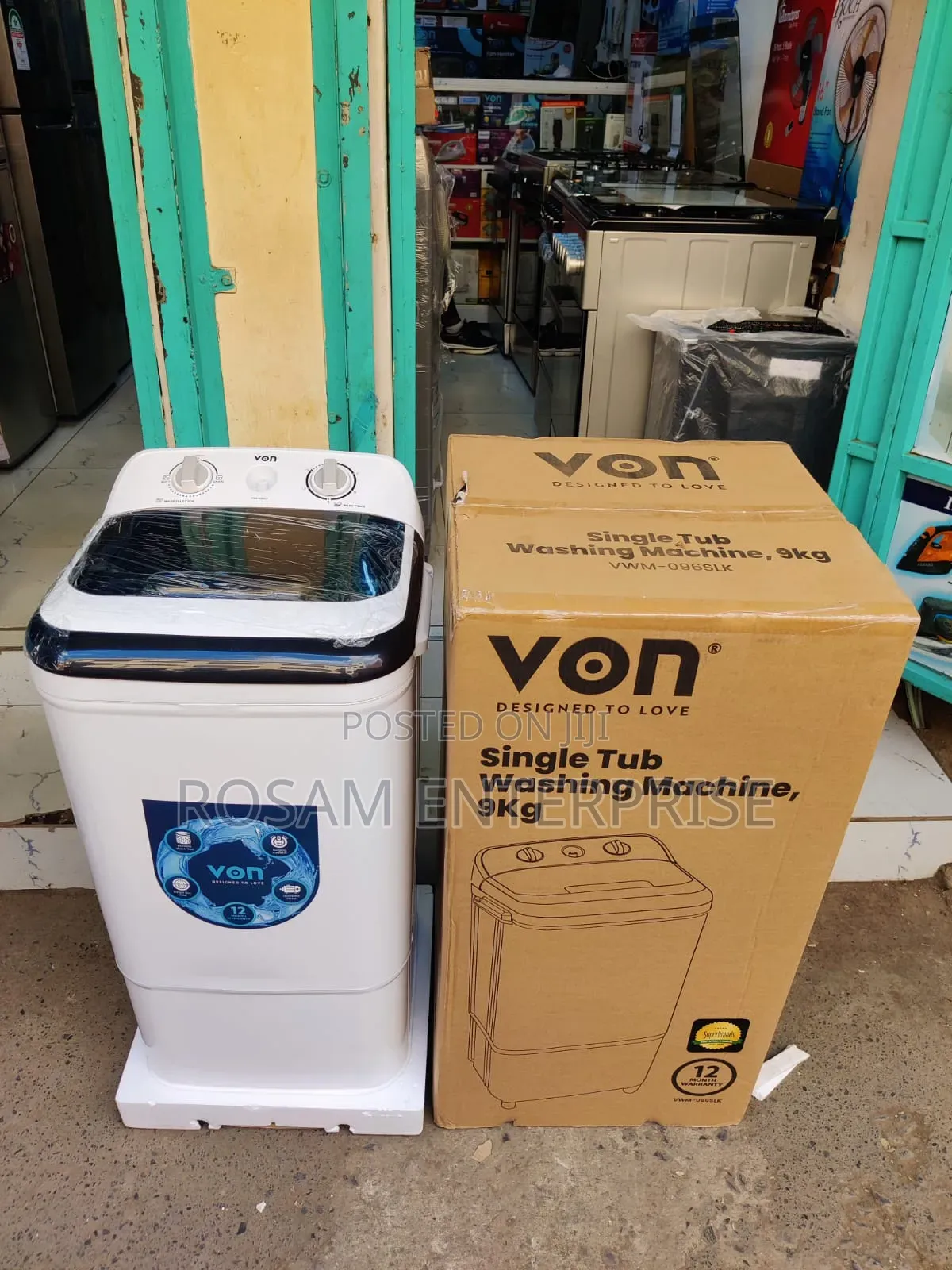 Von Washing Machine 9kg Single Tub