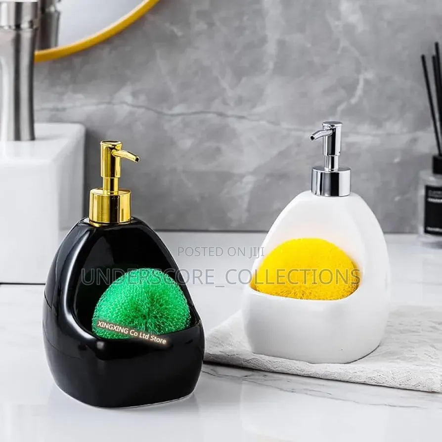 Fancy Single Cube Ceramic Lotion / Soap Dispenser With Wash Pad Sponge