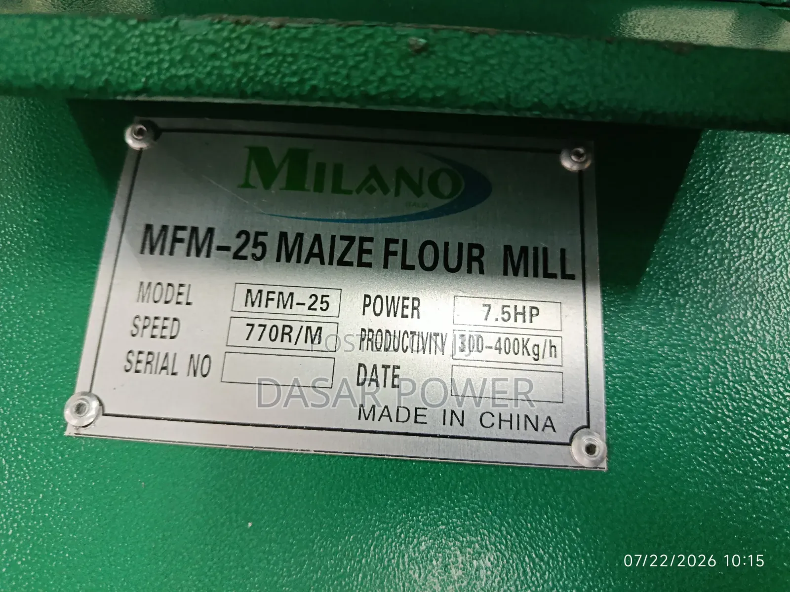 Grade 1 Milano Roller Mill.