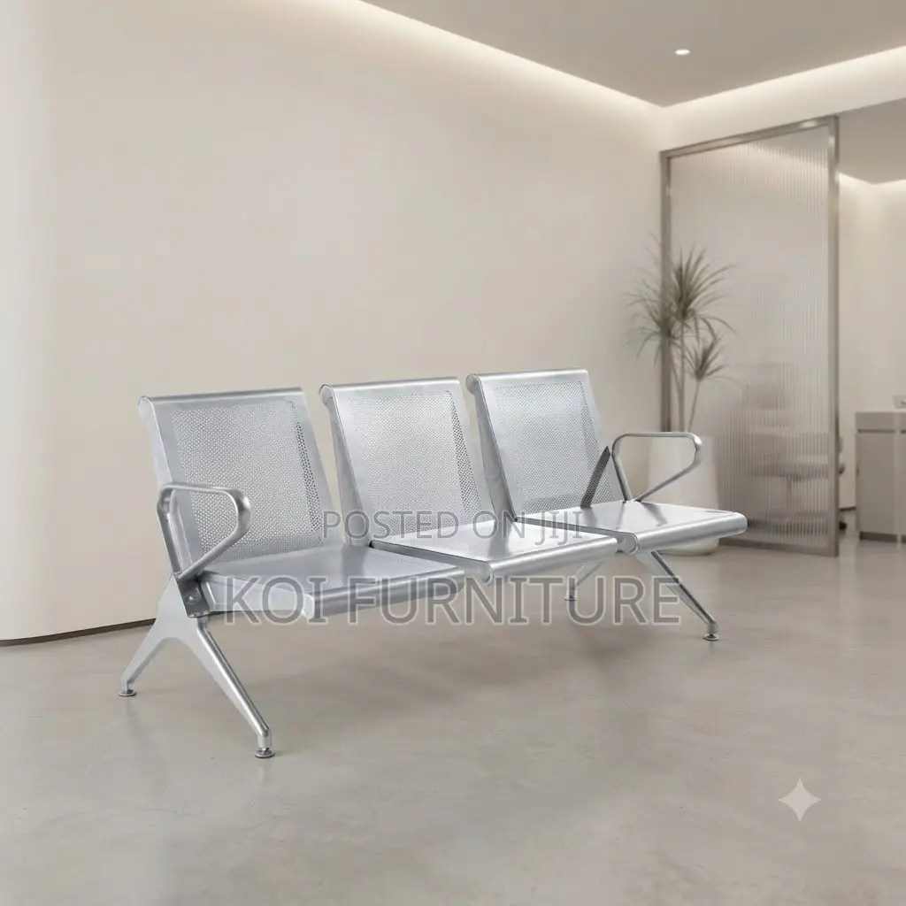 Office Benches; Three Seaters Metallic Framed Office Reception Bench