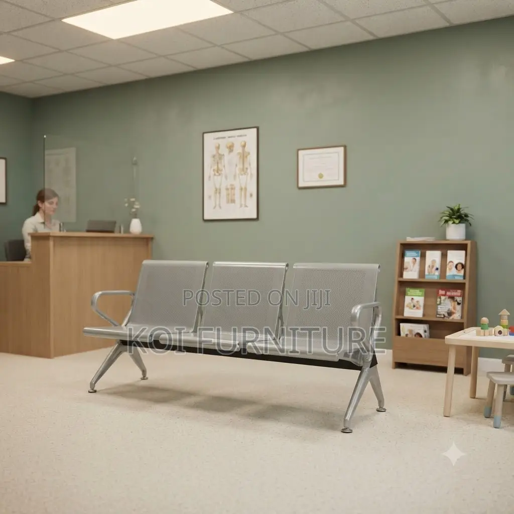 Office Benches; Three Seaters Metallic Framed Office Reception Bench