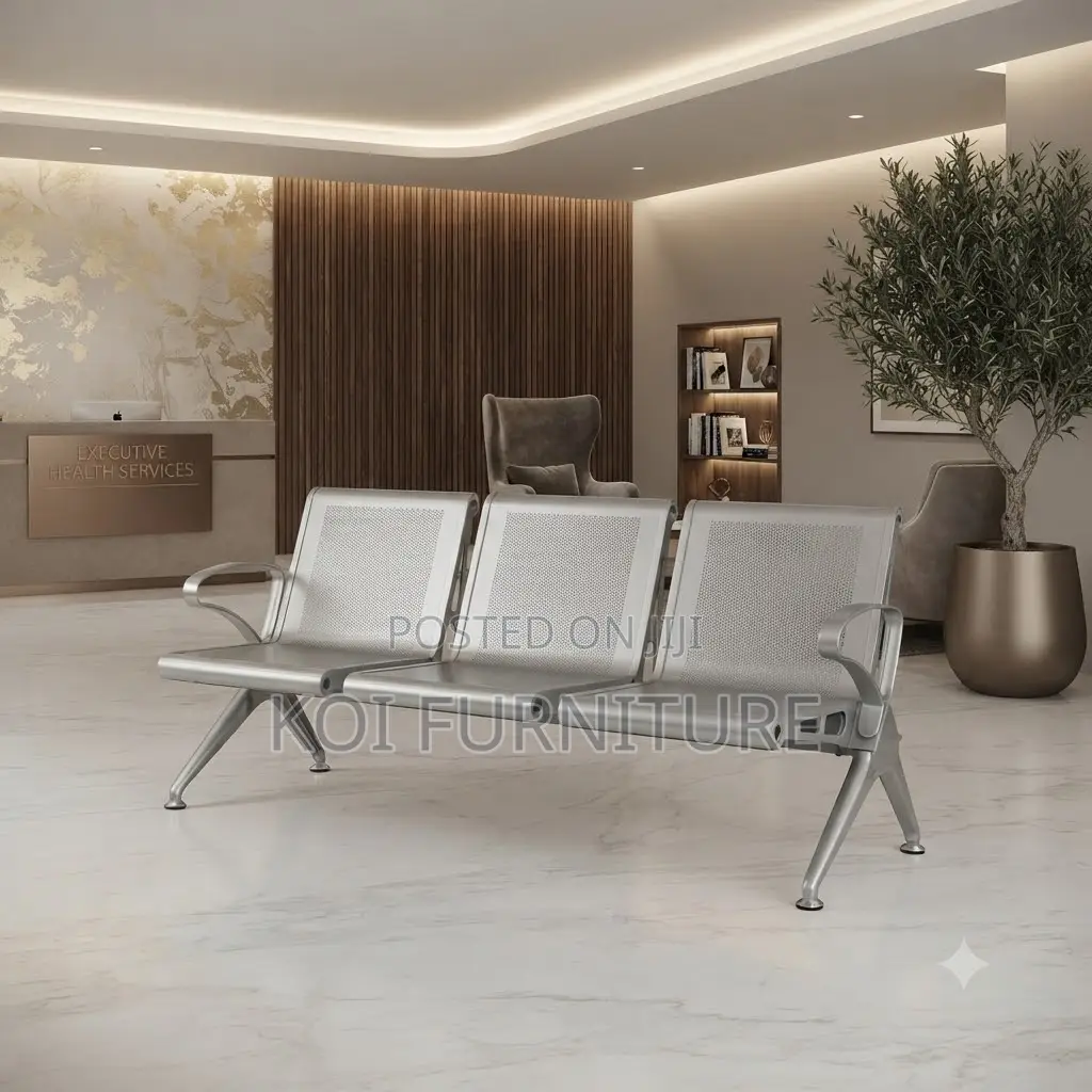 Office Benches; Three Seaters Metallic Framed Office Reception Bench