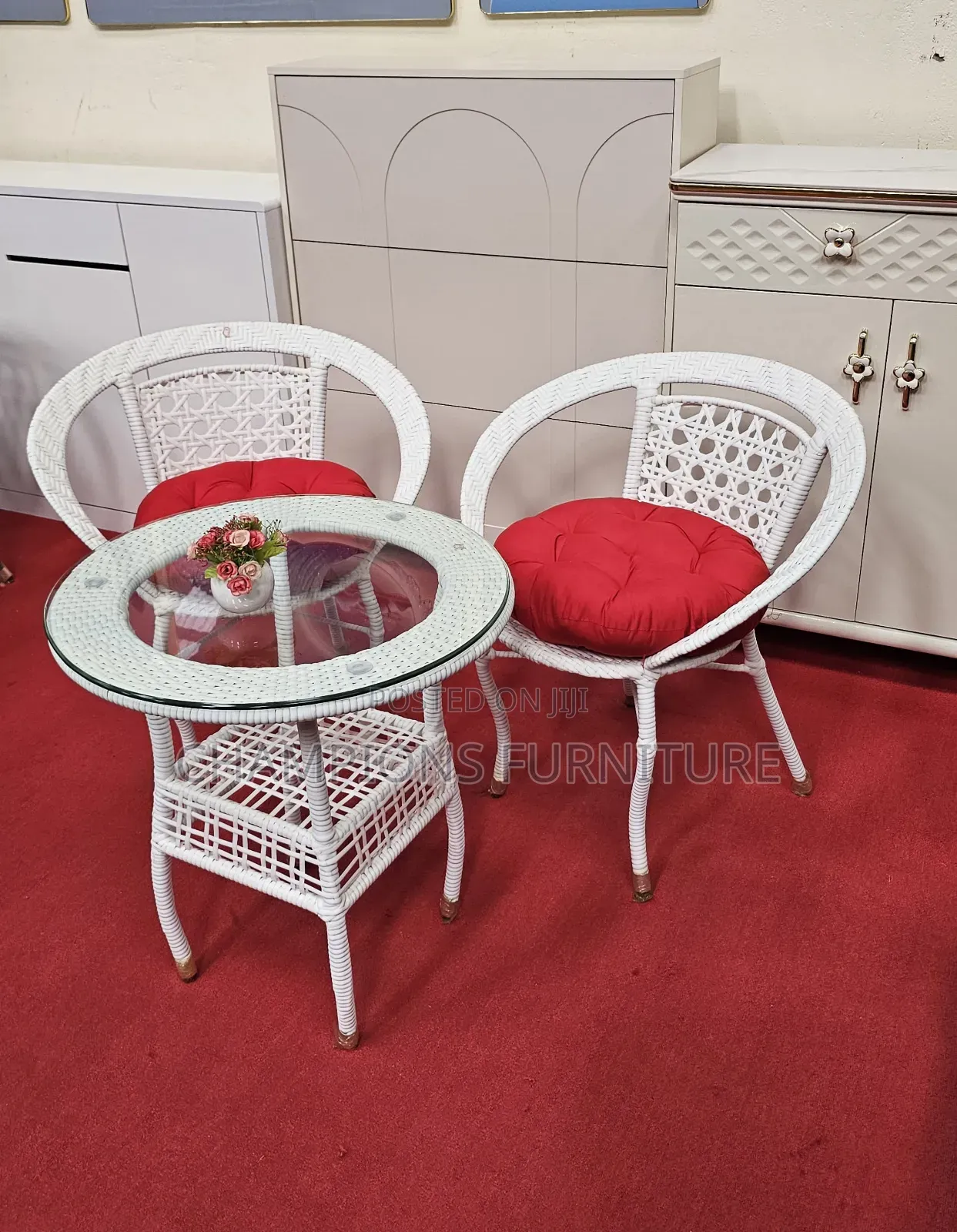 White Balcony Rattan Set