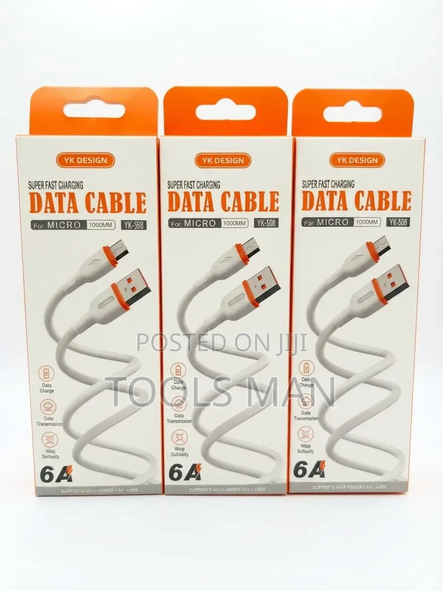 YK Design 6A Micro USB Super Fast Charging Data Cable 1000mm.