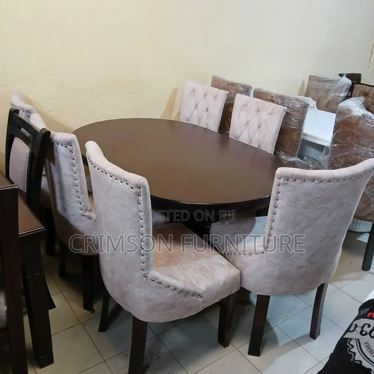 Stylish Hardwood Modern Dining Set- Brown