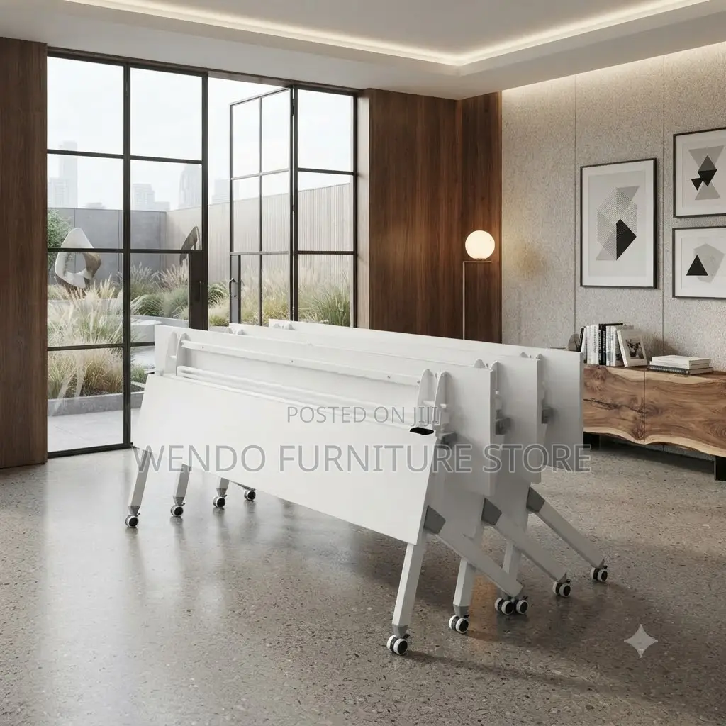 Office Desk; 1.2 Meters Foldable White Office Conference Table