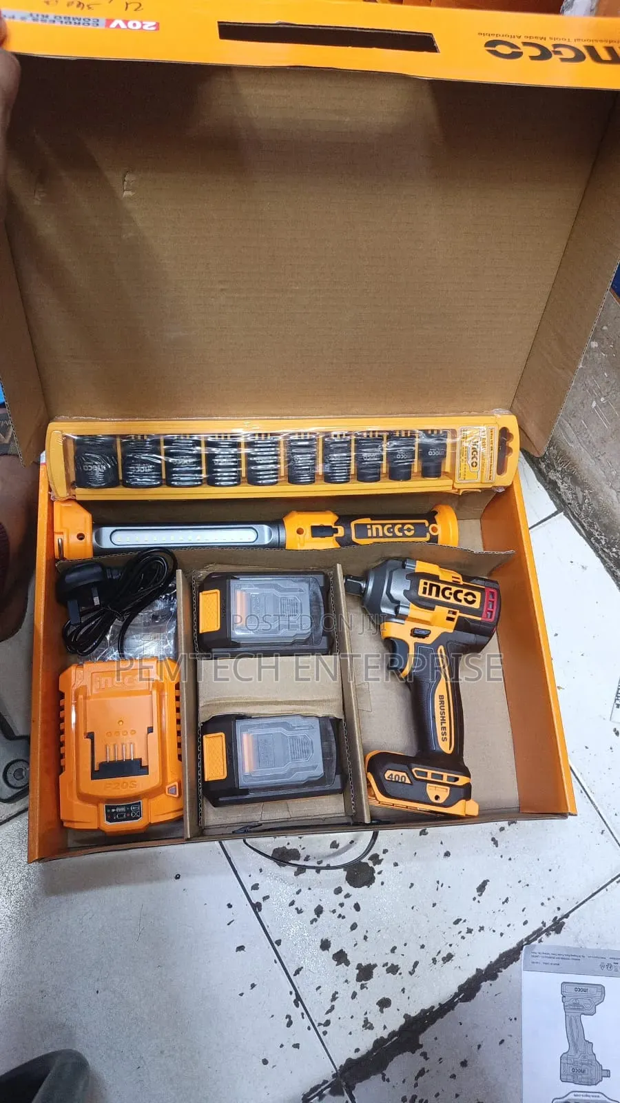 Ingco 20V Cordless Impact Wrench Combo Kit (Model COSLI23048