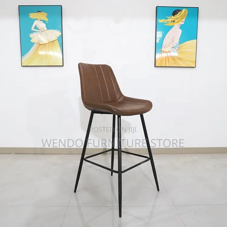 Barstools; Home Leather Barstool With 4 Standing Legs